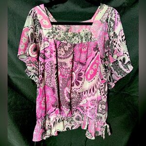 APT 9 Woman Dressy Blouse Plus Sz 1x Colorful EUC